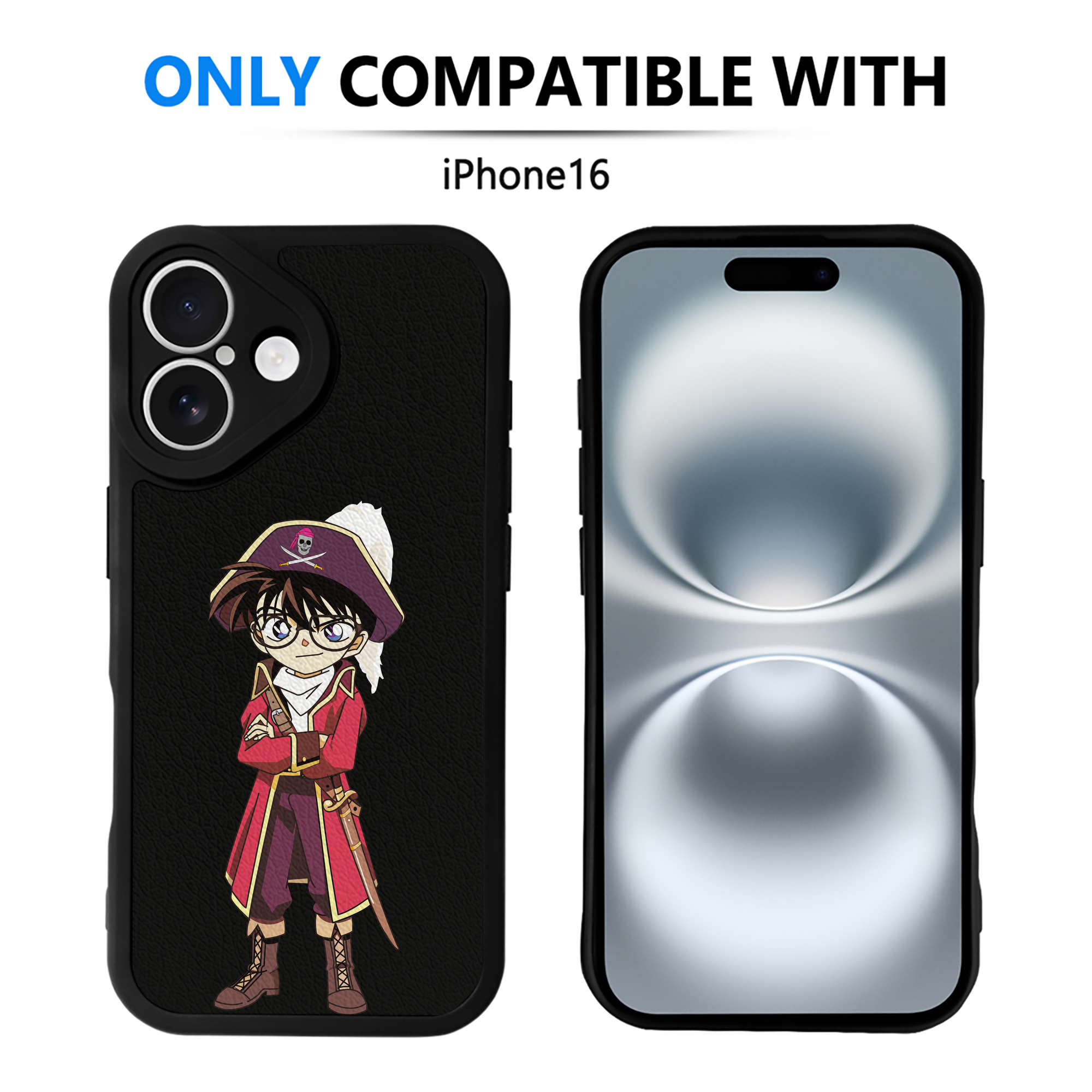 （画像用） 名探偵コナン 江戸川 コナン Detective Conan Conan Edogawa 【iPhone 16シリーズ対応】シリコンスマホケース（レザー調） 材質：シリコン